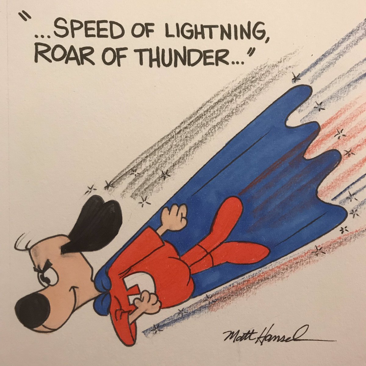 wilandike's tweet photo. Grrrr...I hate when markers streak! I even let it dry for 30 min before adding the color. Le sigh. #underdog #speedoflightning #roarofthunder #drawing #sketch #cartoon #doodle #color #markers #inking #comicbook #saturdaymorning #comics https://t.co/vWu42Vlvdb