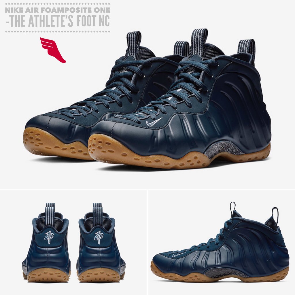 midnight navy foamposite on feet