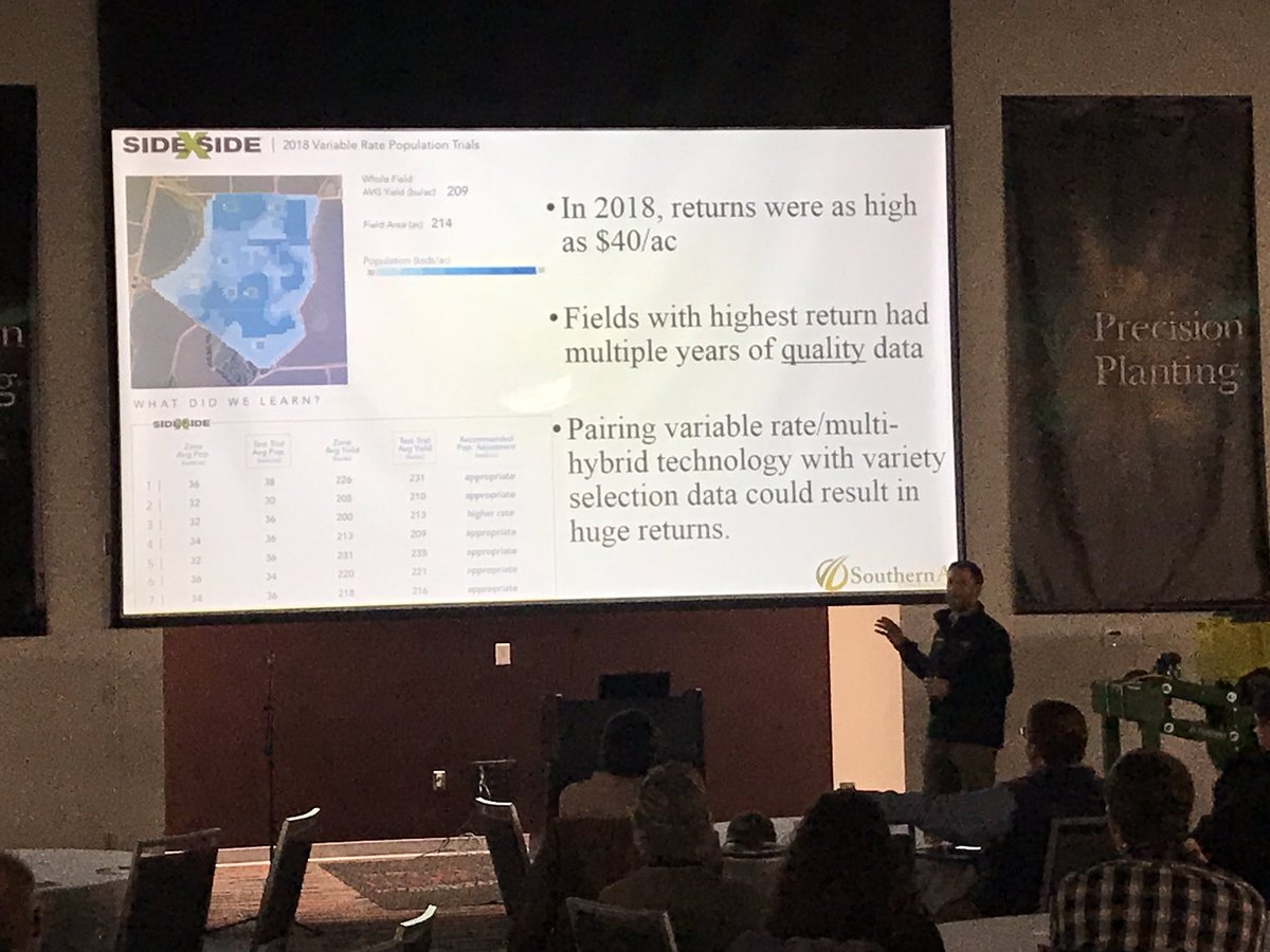 PlantingInDixie's tweet image. Mitt Wardlow of Southern Ag showing powerful local MS corn data @precision_plant #PPWinterConference19 in Starkville. Putting the right genetics on the right soils pays. Collect quality data and put it to use on your farm!