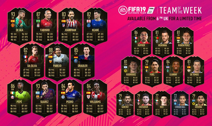 SIF @D_DeGea, SIF Suarez and SIF Fabinho at CB! #TOTW #FUT #FIFA19