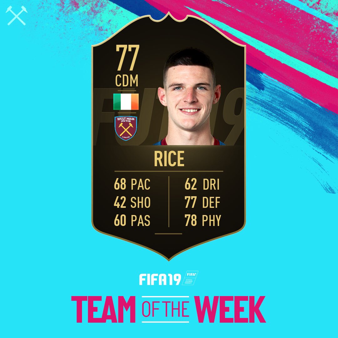 Look whoโs made the @EASPORTSFIFA TOTW!
@_DeclanRice ๐