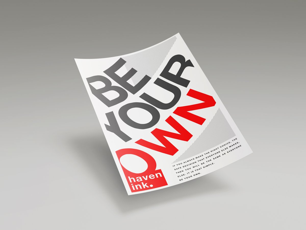 WeTalkPhoto's tweet photo. Be Your Own - If you make the safe decision like everyone else, you'll be like everyone else. #helvetica #poster #design #GraphicDesign https://t.co/aZnRE55bUT
