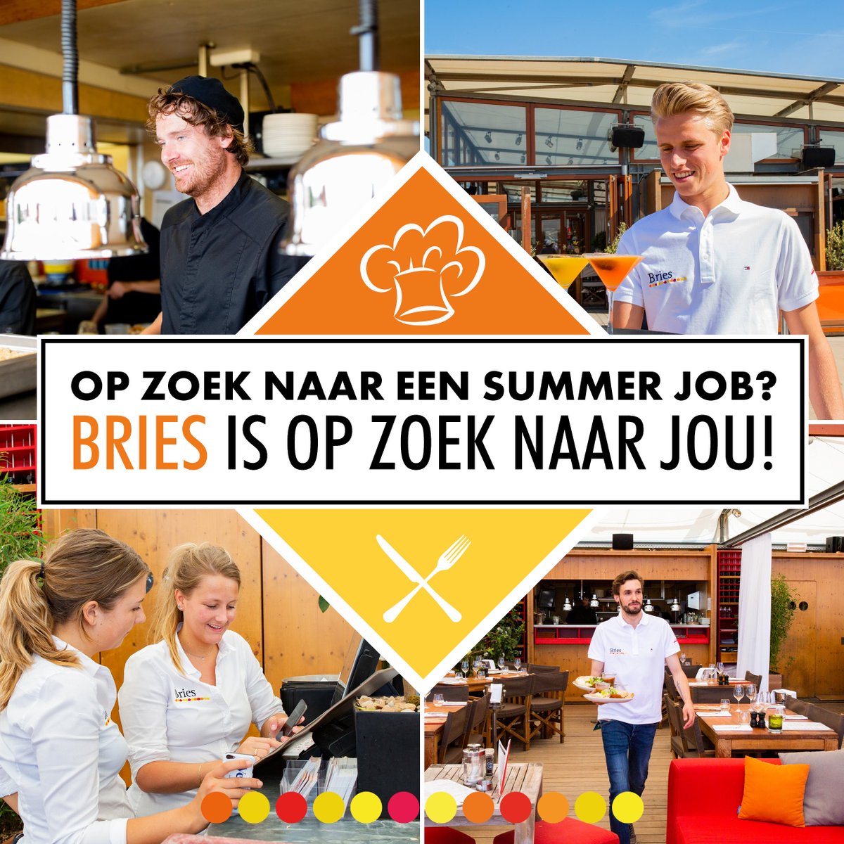**W A N T E D**

Lijkt het jou leuk om deze zomer in een gezellig team aan het strand te werken? 

Wij zoeken koks, bar-, bediening &amp; beachmedewerkers! 

Heb we je getriggerd? Vul hier je gegevens in: briesnoordwijk.nl/contact/vacatu…
Dan nemen we z.s.m. contact met je op! #vacature #Bries