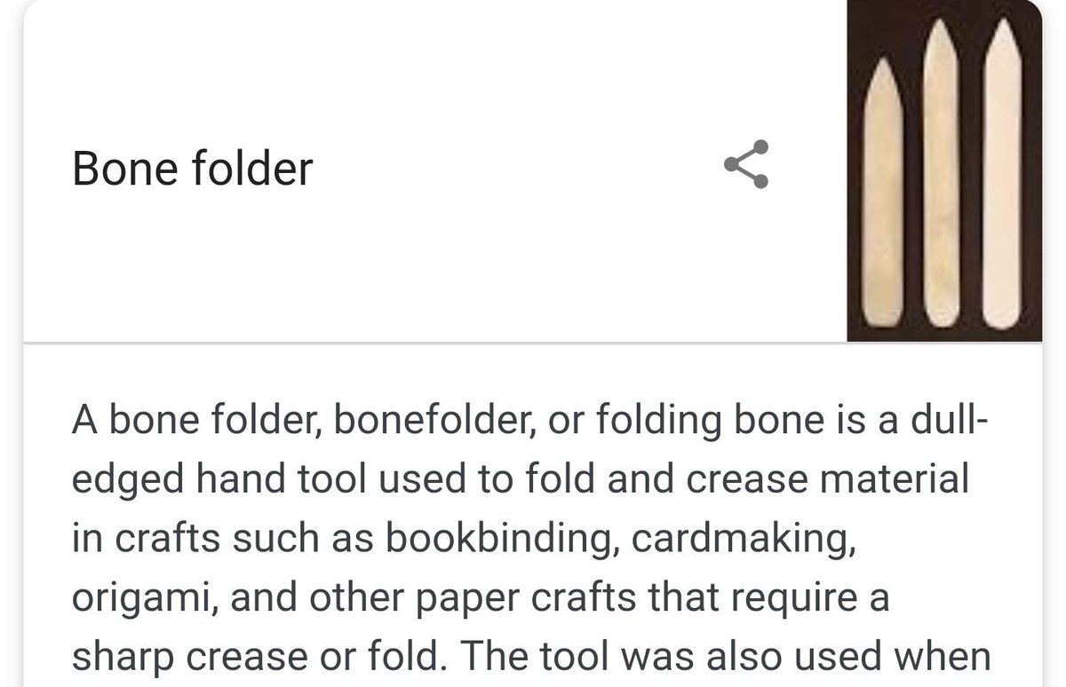 sandyhubbard's tweet photo. @KeigerInc @SuccessInPrint @BinderyAssociat @macfixer_1 @AmerifundInc @steedmrspeel @PaulBobnak @emilylovesprint @todcordill @YourCEDesign @foldingfanatic You haven't lived until you've broken your first bone folder. #foldclub #firstrule https://t.co/RCneNVyuQE