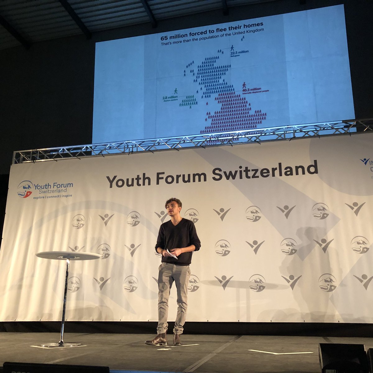 YouthForumCh's tweet photo. First student speaker of today addressing his experience with refugees here in Switzerland  and what it taught him @LimacherStephan “I want to put a face to the numbers and a name to the statistics” #yfs2019 https://t.co/efetlFo3M9