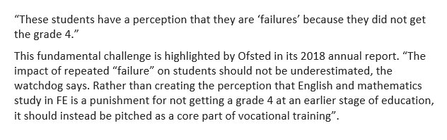 EEF (@educendowfoundn) on Twitter photo Post-16: “These students have a perception that they are ‘failures’ because they did not get the grade 4.” <a href="/GeorgeMRyan/">George Ryan</a> examines how the FE sector is responding to GCSE resits: buff.ly/2VTAeiX Post-16: “These students have a perception that they are ‘failures’ because they did not get the grade 4.” <a href="/GeorgeMRyan/">George Ryan</a> examines how the FE sector is responding to GCSE resits: buff.ly/2VTAeiX