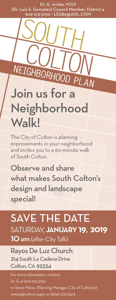 We'll be leading a walking tour of South Colton this Saturday <a href="/10/">PR</a>:00 a.m. Taking stock of neighborhood assets, learning from residents about what they love, what they want to see improved. All welcome.