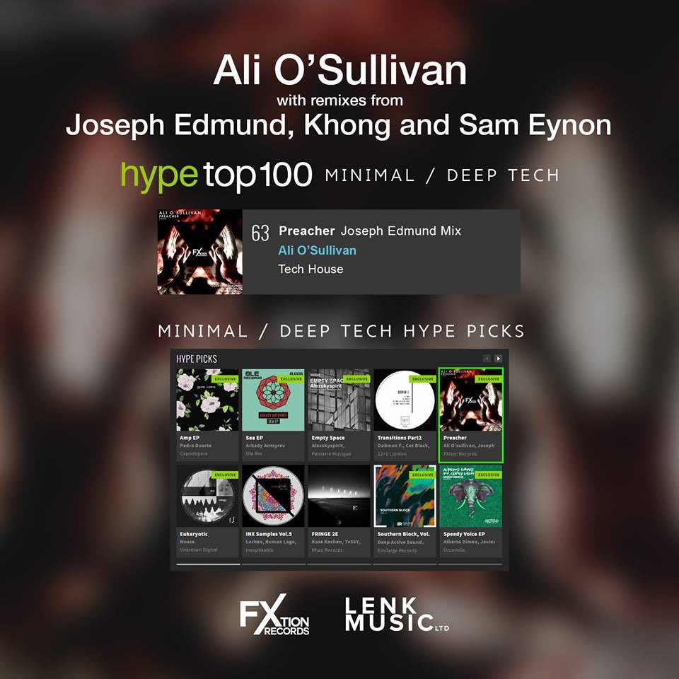 Our latest release is climbing the charts! <a href="/JosephEdmundDJ/">Joseph Edmund</a>’s remix of <a href="/Ali_OsullivanDj/">Ali O'sullivan</a>’s 'Preacher' is now at #63 in Beatport's Hype Top 100 Minimal &amp; Deep Tech Chart! 🔊🔥

Grab a copy: bit.ly/BPFXN023