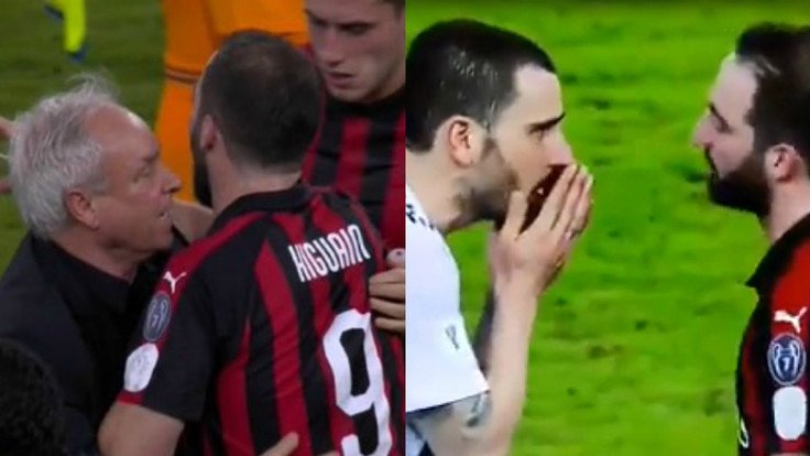 Milan, #Higuain nervoso a fine gara: #Bonucci va a calmarlo.