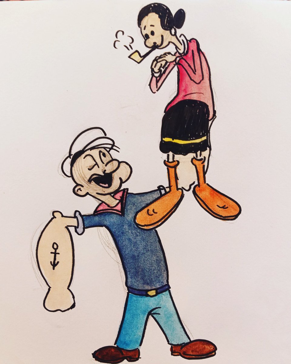 Popeye and Olive Oil. #popeyethesailor. 