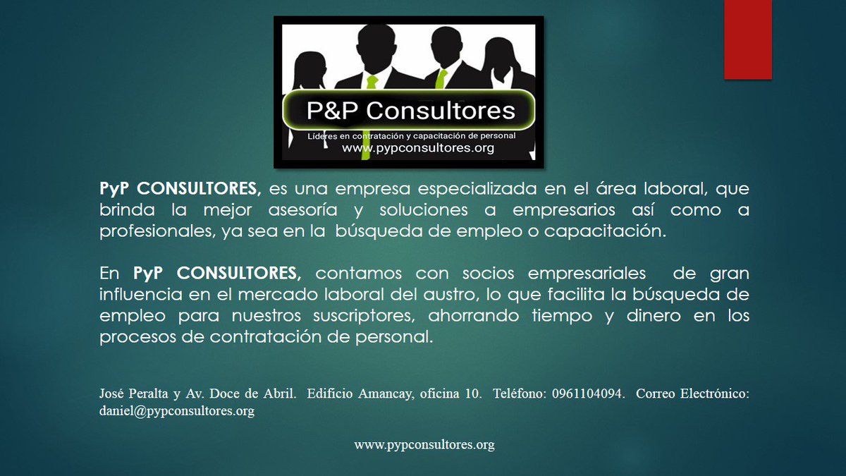 consultores_pyp's tweet photo. #Cuenca #CuencaSegura #empleos #empleoscuenca #pypconsultores_cuenca #ofertasdetrabajo https://t.co/ESLIkIesLo
