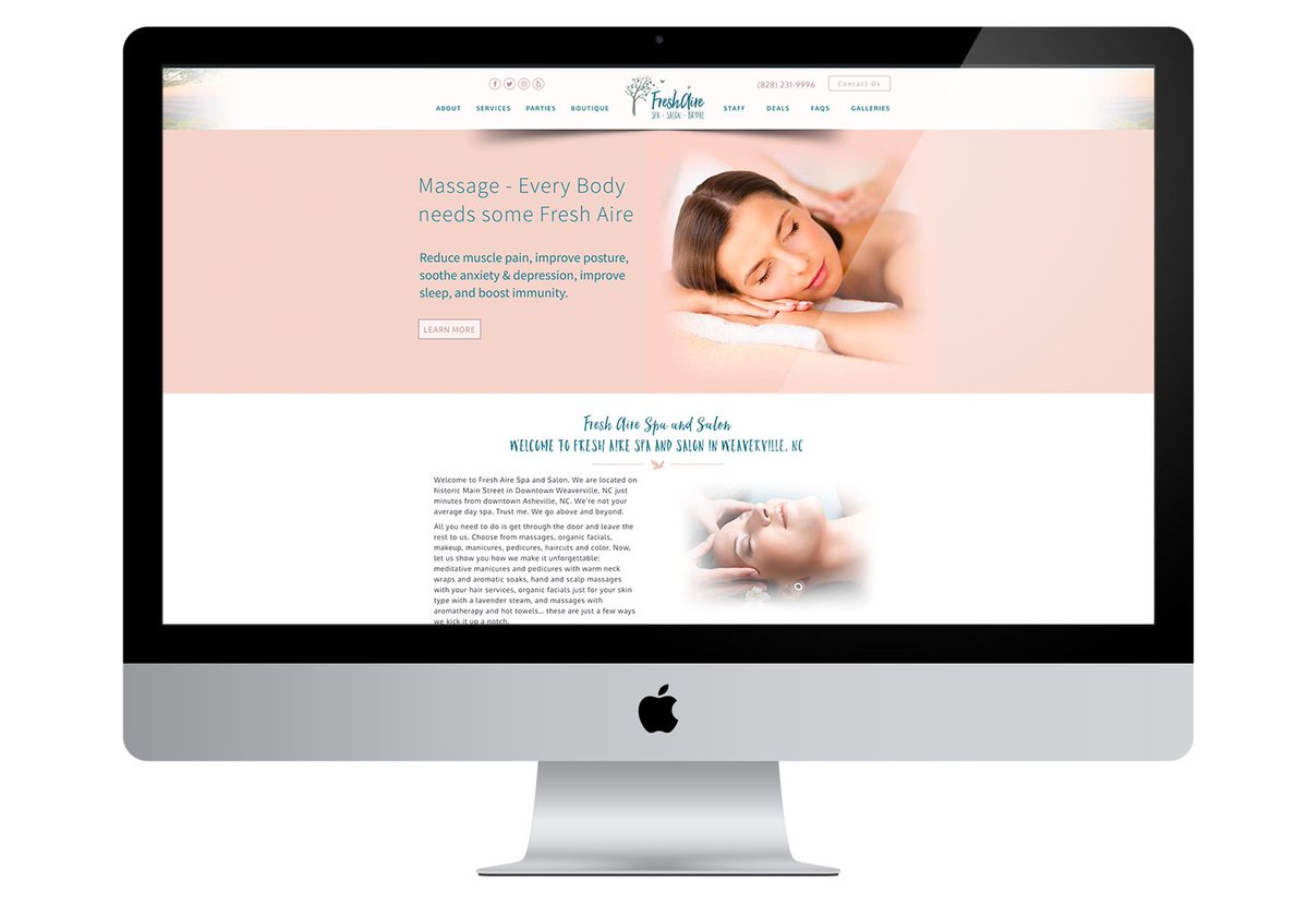 ZoraCreative's tweet photo. If you're in Weaverville, NC make sure to look up @FreshAireSpa for your hair, nails, massage, and bridal needs! Visit their website we created https://t.co/x1Xefy5ux5 to learn more! #webdesign #webdesigner #websites #spa #wordpress #webdevelopment #bradenton #marketing #design https://t.co/EvC9BWPNCF
