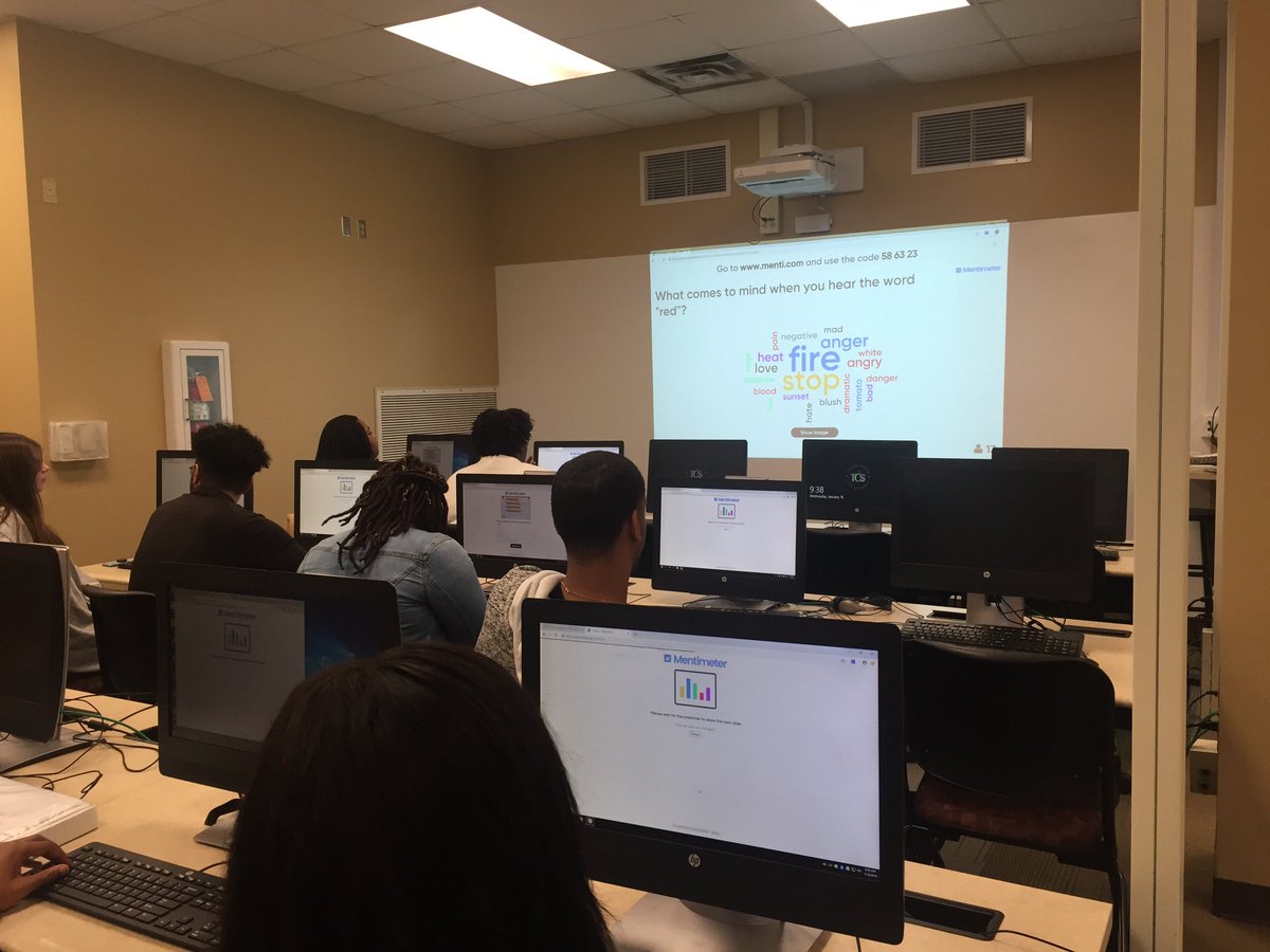 ccyoung14's tweet image. Tried a new tech tool today called @Mentimeter. Great tool for instant student feedback! Students submit answers using a code and automatically show up on screen. And it’s free! #tcstech #trachingwithtechnology #formativeassessment @BryantStampede @MrsD_MLIS
