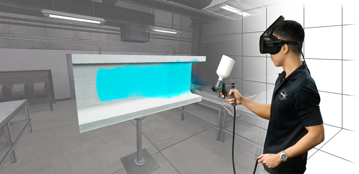 SimSpray's tweet photo. Benefits of using #SimSpray for your #paint &amp; #finishing #training:

Improved #Safety - Virtual training environments provide safe, controlled practice. No toxic fumes, time-intensive setup, or PPE requirements. Just turn on #SimSpray &amp; focus on improving your technique. https://t.co/bxu8SmbD9B