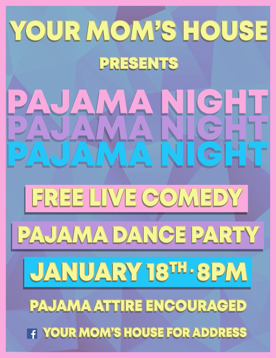 JorclanPeele's tweet photo. Stand-Up Comedy followed by a Magic Show and a DANCE PARTY!!! Come out for Pajama Night this Friday! https://t.co/jwD4p7eqX3