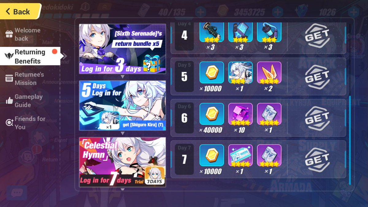 kimcabats's tweet photo. Returning Benefits Notification Bug #HonkaiImpact3 https://t.co/Y6tms0CIt2