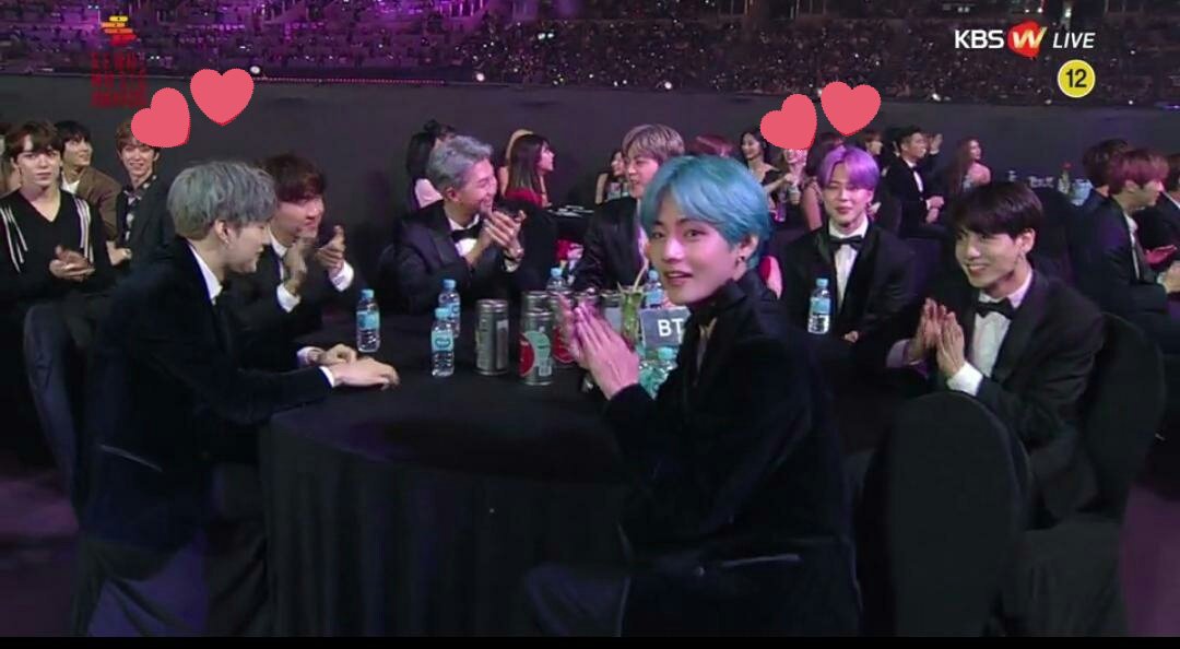 So being the smooth criminals that they are, yoonmin found a way to end up next to each other.....they can't stay way during award shows  #yoonmin