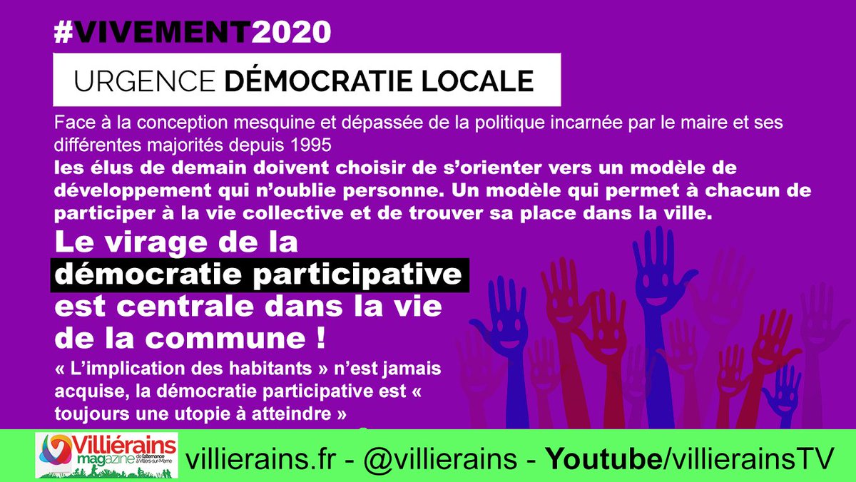 villierains's tweet photo. Face à la conception mesquine et dépassée de la politique incarnée par le maire depuis 1995, les élus de demain doivent choisir de s’orienter vers un modèle de développement qui n’oublie personne. Un modèle qui permet à chacun de participer à la vie collective. #villierssurmarne https://t.co/bVW8LUKDGl