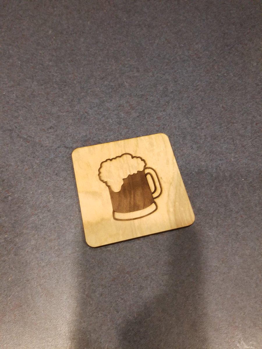 New laser machine is up and running.  Just playing around with some easy stuff.  coasters and such.