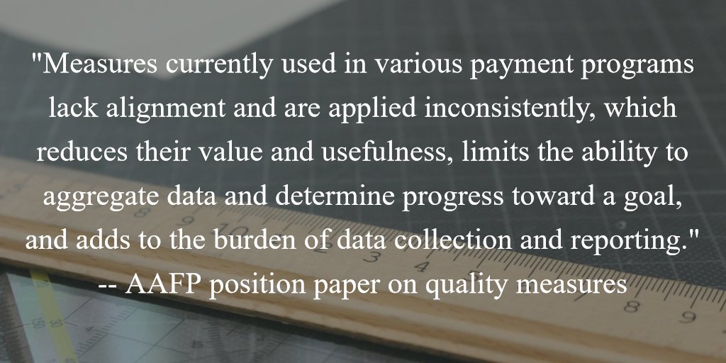 RT @aafp: The AAFP has released a new position paper aimed at helping steer the development and use of quality measures in initiatives related to #PracticeImprovement and #PhysicianPayment.   ow.ly/av6x30nkuqn