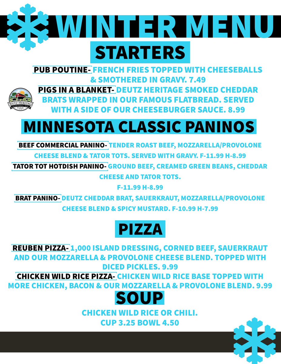 We’re continuing to improve our Winter Menu! Now including an Old Classic Panino: The Brat! Featuring Deutz Heritage Farms’ Smoked Cheddar Brats. Try one soon, they won’t be around forever. #yummy #panino