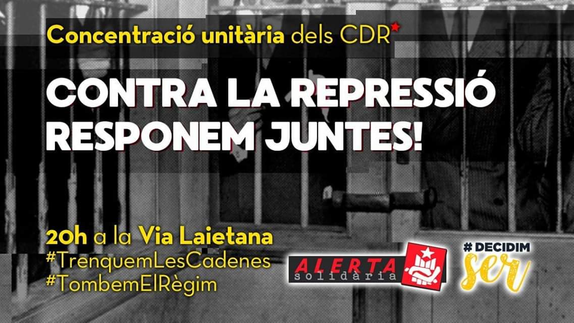 laxarxaxanante1's tweet photo. Xarxers, avui a les 20 hores tothom a la Via Laietana.
Concentració dels CDR contra la REPRESSIÓ.
#FemXarxa https://t.co/w8prBD0gwM