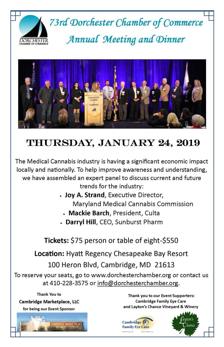 DorChamberComm's tweet image. Join us on Thursday, January 24 for our 2019 Annual Meeting &amp;amp; Dinner to hear the latest on the Medical Cannabis industry in Dorchester. Get your tickets now at bit.ly/2RsVuwR