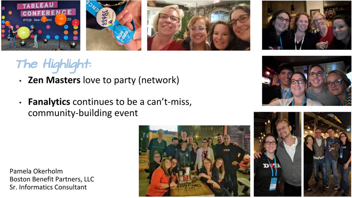 JustPeachie05's tweet photo. Many thanks to the #MaineTUG for including me in their #TC18 recap yesterday at @IDEXX! Here are my slide highlights: Always attend #Fanalytics &amp; meetups, say hi to a Zenmaster, nonprofits can get help from #TableauFoundation, and check out @shanesnow to build a better team. https://t.co/EYZgZDMjxY