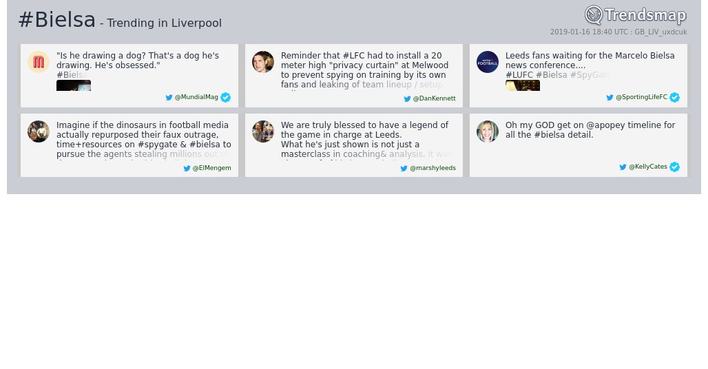 #bielsa is now trending in #Liverpool
https://www.trendsmap.com/r/GB_LIV_uxdcuk