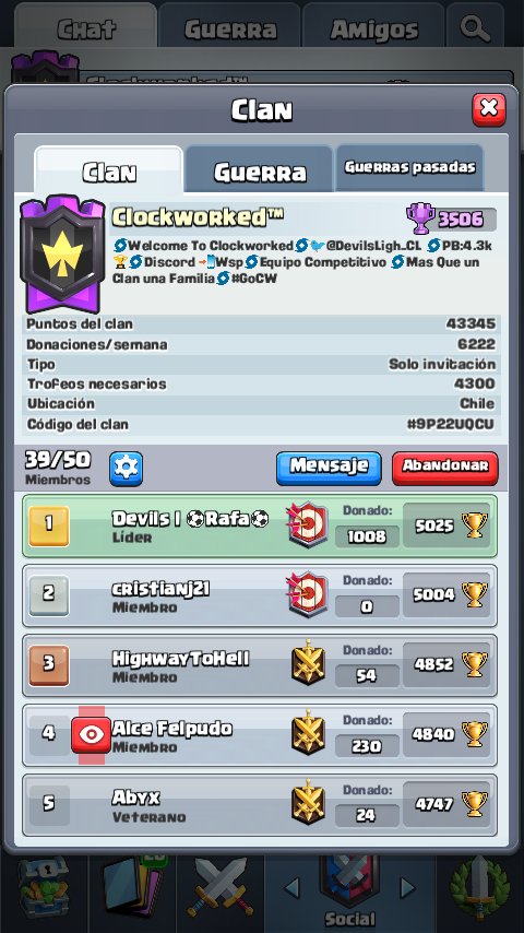 DevilsLigh_CL's tweet photo. #CR | #RECLUTAMIENTO 

Buscamos gente para nuestro clan.

Requisitos:
➡4300 Copas
➡+55 win en war
➡Ser activo y donador
➡Jugar recolección y batalla final

Tenemos:
➡Grupo De Wsp
➡Clan buen ambiente
➡Ascensos dependiendo el rendimiento en war.

¡Cualquier cosa MD!😝 https://t.co/We5GNCp3Uc