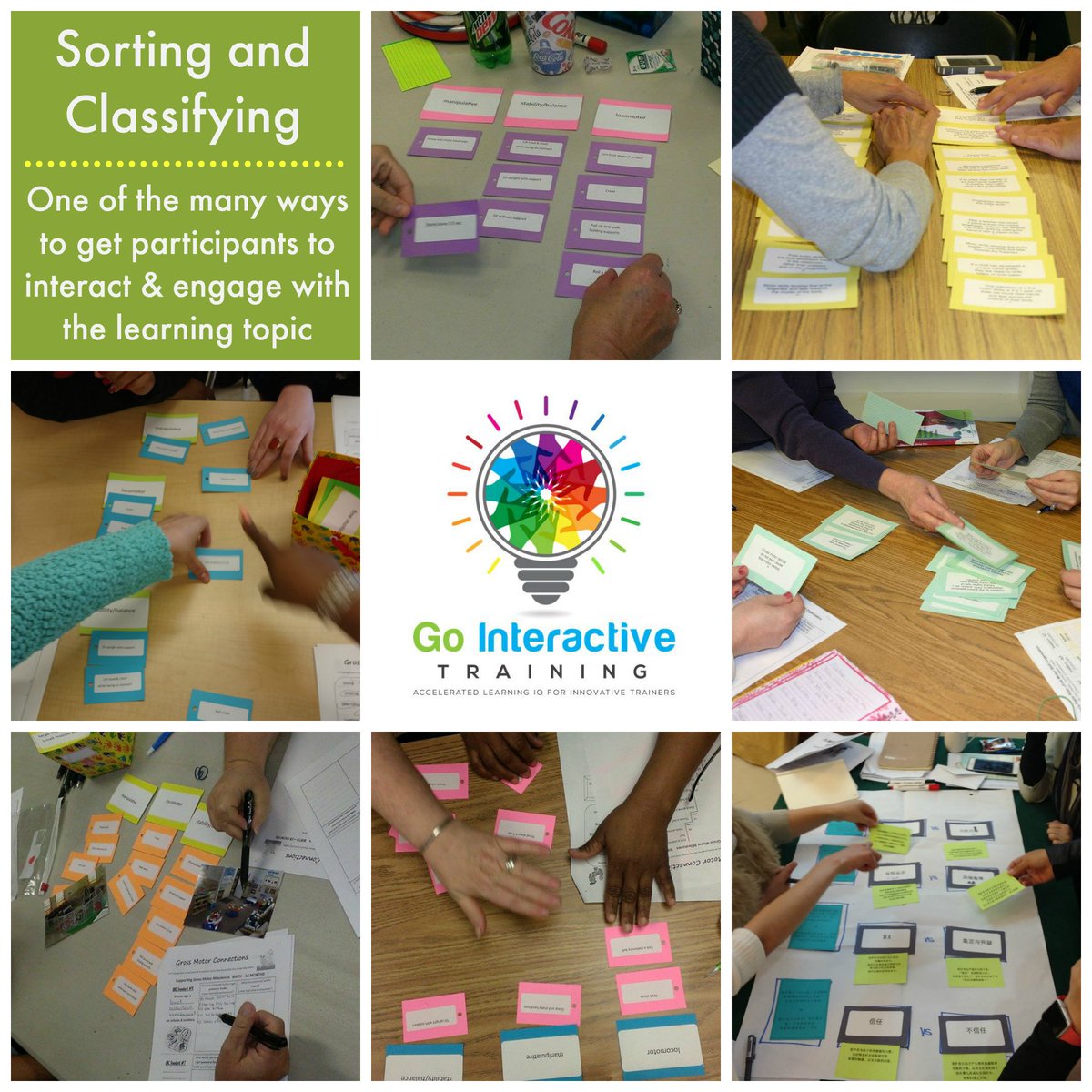 GoInteractiveKP's tweet photo. I've found many ways for adult learners to work in small groups to sort &amp; classify concepts printed on cards. This approach gets learners talking about the topic, asking questions about the topic &amp; wanting to find answers. How about you? #sortingactivities #adultlearners https://t.co/fffzX8ctD2
