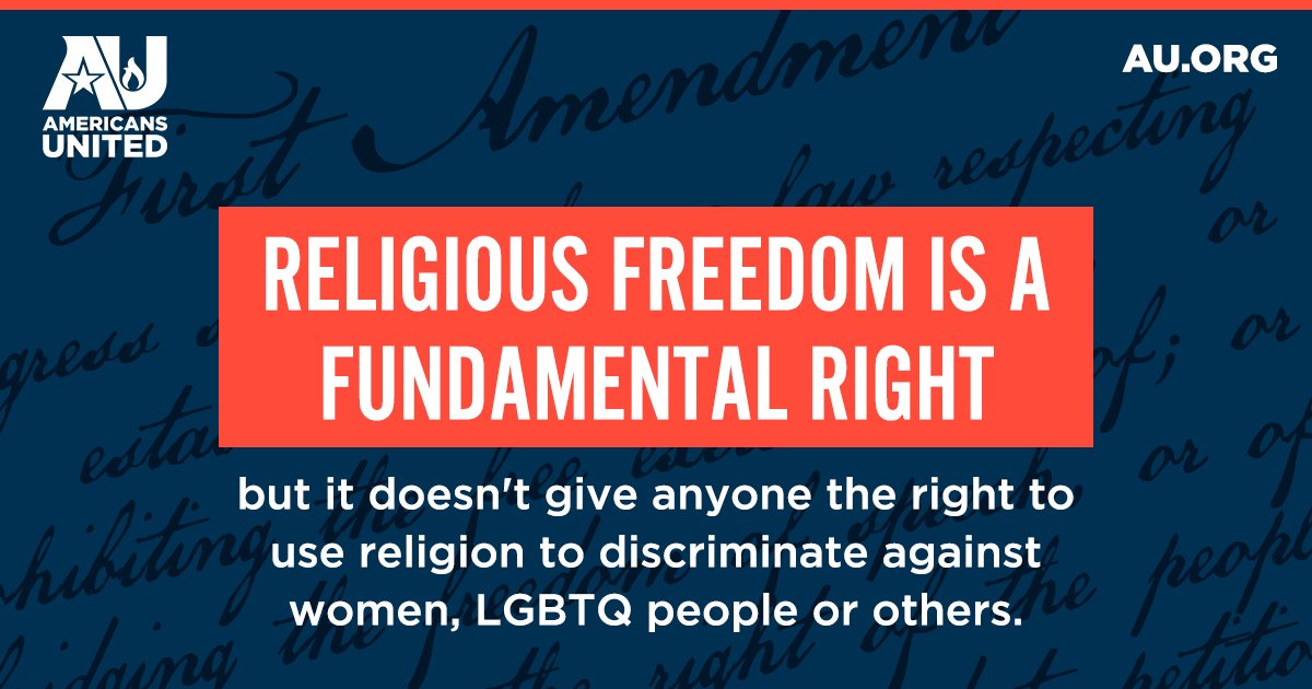 #ReligiousFreedomIs not a reason to discriminate against LGBTQ people, women and others.