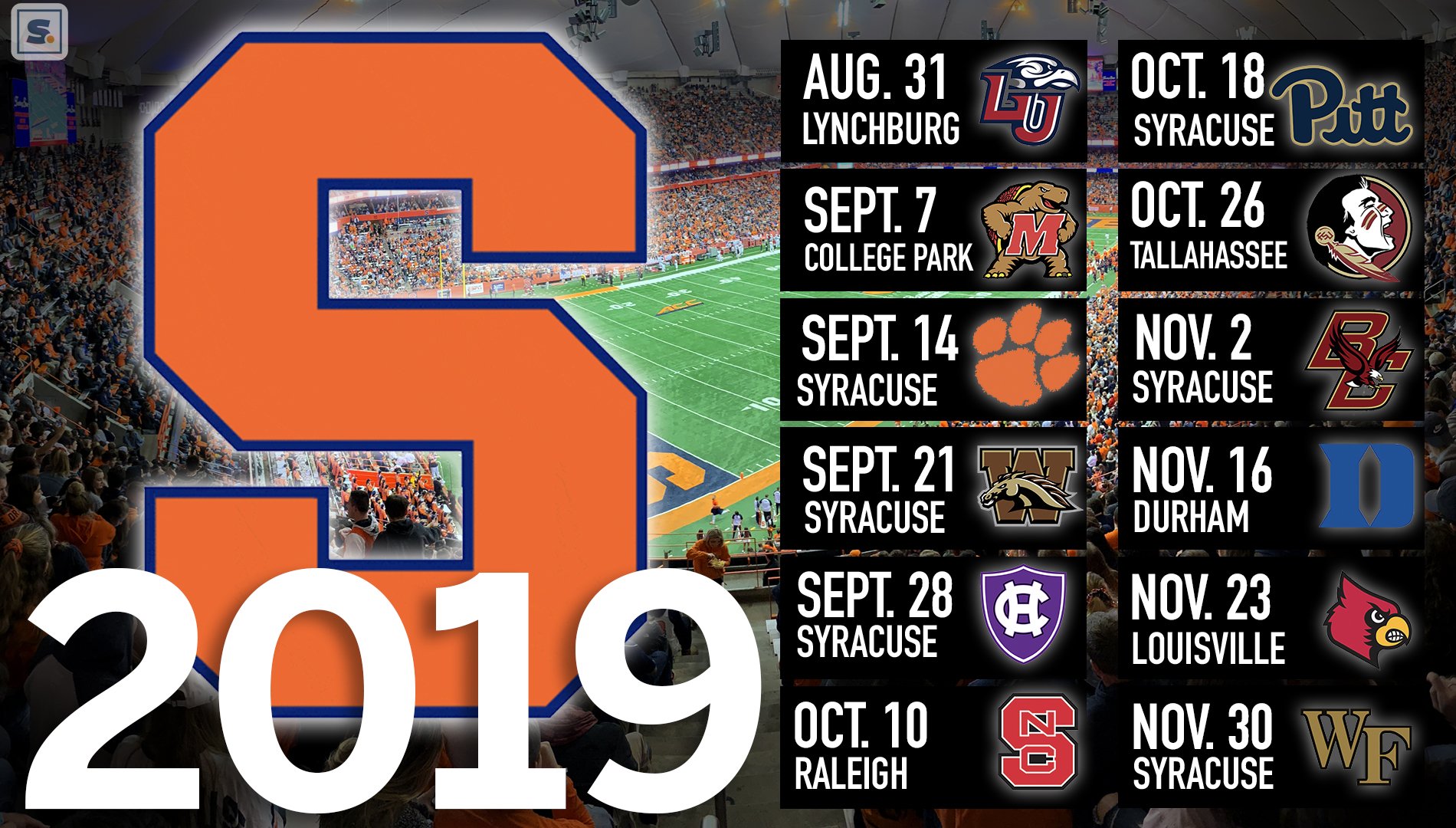 Syracuse Football on Twitter "The 2019 Syracuse football schedule has