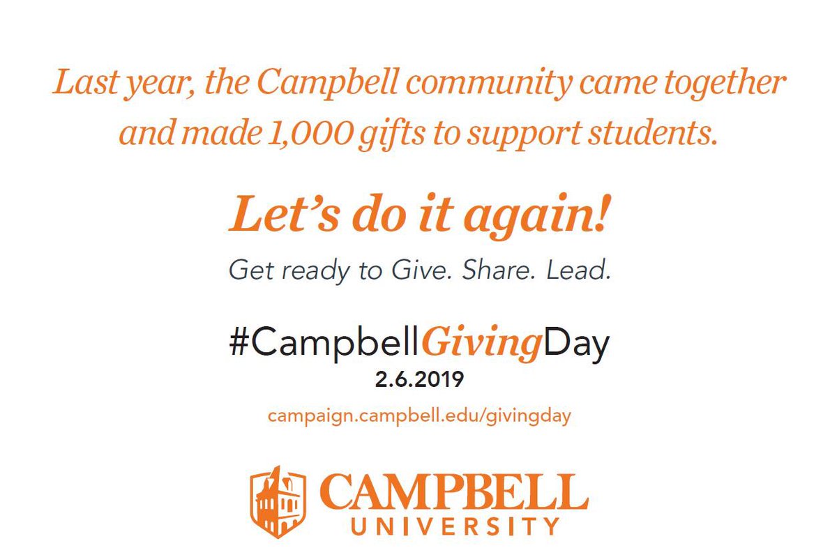 Consider a donation to the Campbell School of Engineering Scholarship Fund to support our awesome students! #CampbellGivingDay ⁦<a href="/campbelledu/">Campbell University</a>⁩ ⁦<a href="/Campbell_Engr/">Campbell Engineering</a>⁩
