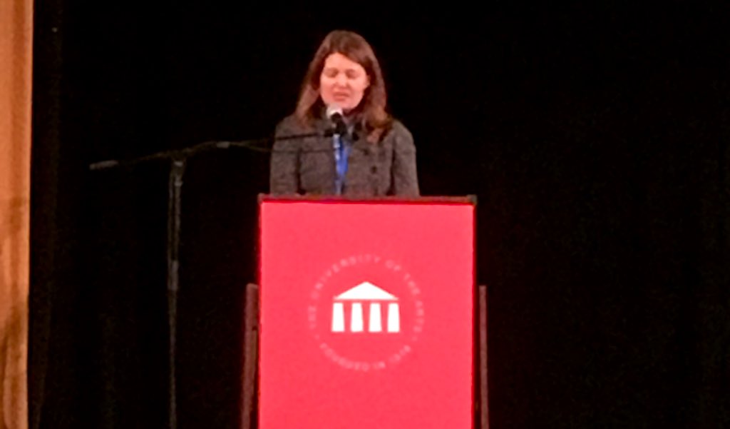 ImaginateUK's tweet photo. The incredible Yvette Hardie addresses the #IPAY2019 delegation, inspiring and passionate as ever. @CreativeScots @FedScotTheatre #IPAYScot @cwheelstheatre @TYA_USA @ASSITEJ @ASSITEJ via @pfitzp https://t.co/J0shsOCqf4