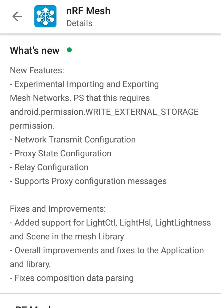 vikrantmore's tweet photo. New version of Android #nRFMesh has released. #BluetoothMesh @NordicTweets @BluetoothSIG https://t.co/odkeLEb2gR