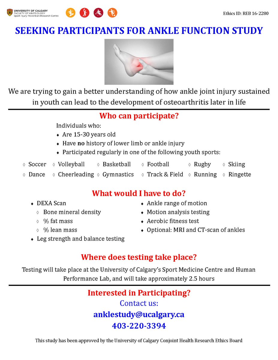 PrEOAAnkle's tweet photo. Can we get a RT @CalgaryStarsGym? Seeking interested individuals who have never had an ankle injury for @Ucalgary #anklefunction study. Check out details &amp; msg for more info! https://t.co/LnPtkKYf1O