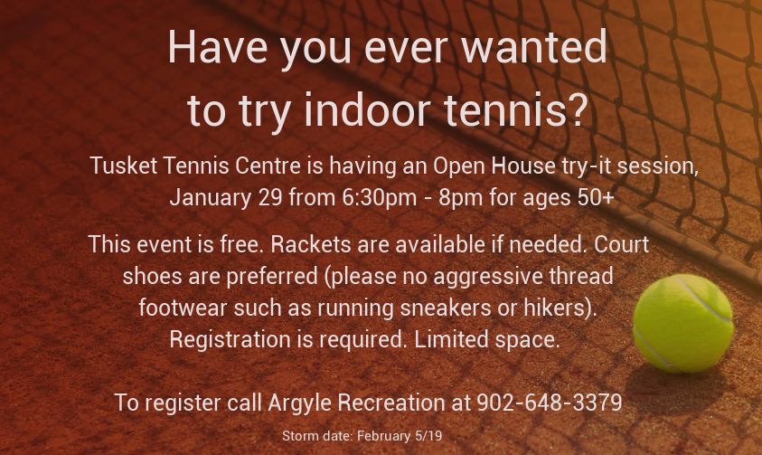 ArgyleRec's tweet photo. Want to try some winter tennis? #winterfun @TusketTennis @CJLSRadio @TinaComeaunews https://t.co/Cv2qk8Eotn