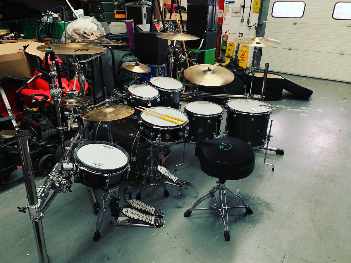This is my <a href="/dwdrums/">Drum Workshop, Inc.</a> <a href="/SABIAN_Cymbals/">SABIAN Cymbals</a> rig for a video shoot I’ve just done for <a href="/Roland_US/">@Roland_US</a> <a href="/Roland_UK/">#UnBoxing #NewStock #comingSOON.</a> along with Mark Pusey and Gabi King. Video will be out for <a href="/NAMM/">NAMM</a> !
#drummer #roland #dwdrums #sabian  #remo #protectionracket #videoshoot #loscabosdrumsticks #lovemyjob #lovemylife
