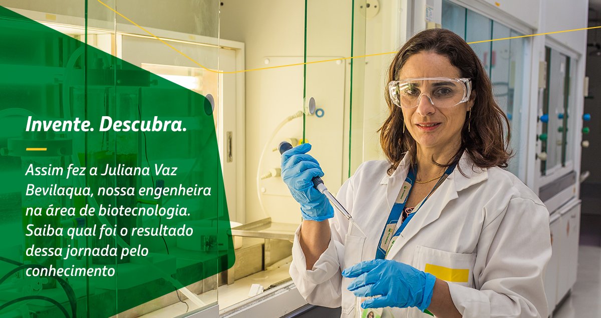 petrobras's tweet image. Em busca de um desenvolvimento sustentável, Juliana Vaz Bevilaqua, nossa engenheira na área de biotecnologia, embarcou em uma #JornadaPeloConhecimento que reduz o período de decomposição de garrafas PET. Quer saber o resultado? Acesse: petrobr.as/jornada-julian…