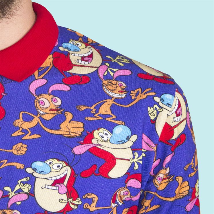 Make this Ren & Stimpy polo shirt a staple in your wardrobe. ow.ly/syg530nkJ5A #renandstimpy #greshamble #menspoloshirt #designerpolo #cartoonfashion