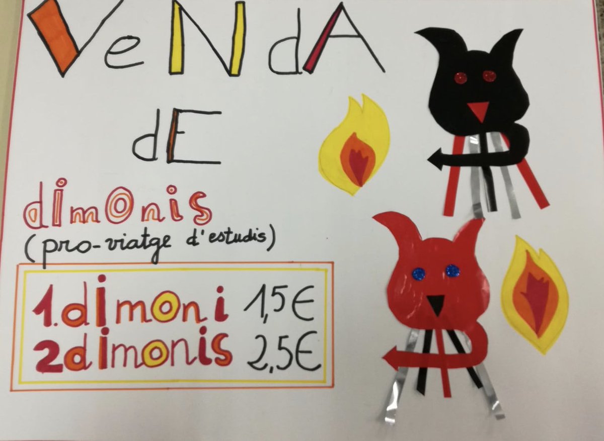 CEIPSonQuint's tweet photo. Sant Antoni i Sant Sebastià 
Els alumnes dels darrers cursos de Primària preparen aquesta festa amb uns pins que vendran per recollir doblers pel viatge d’Estudis!
Reservau els vostre Dimoni!!!
1 dimoni 1,5€
2 dimonis 2,5€ https://t.co/vQ2LK08MDB