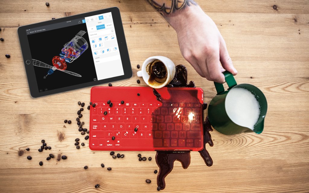 Logitech's tweet photo. A liquid-repellent keyboard #GoesBetterWithCoffee. 🤓☕ #KeysToGo https://t.co/ROydKJ023D