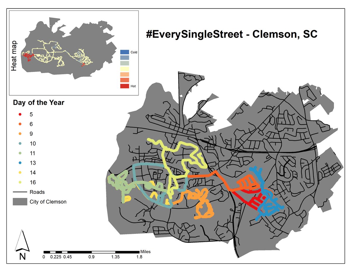 After 8 runs, this is my #everysinglestreet #ClemsonStyle