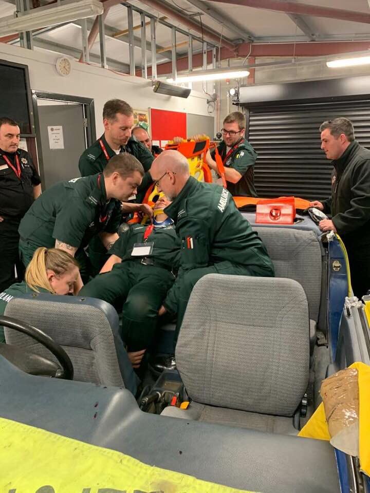 SASEPDDWest's tweet photo. @Scotambservice students from #WTECH0318 taking part in their inter-professional training day with @fire_scot @scotfire_west at their training facility in Cambuslang. Through education and professional development we prepare for caring for our patients in all situations. https://t.co/FhBI1ub5qa