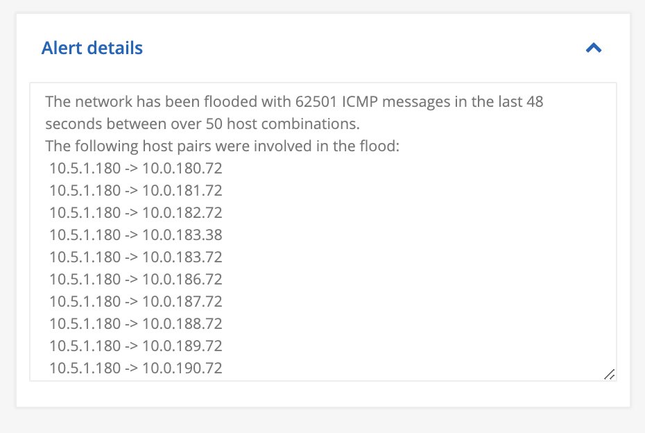 SCADACTF's tweet photo. An ICMP flood (62500 pings in 48 seconds) from a wireless endpoint in the CTF network was detected by SilentDefense...wireless APs are working overtime! https://t.co/RQugvSccEu