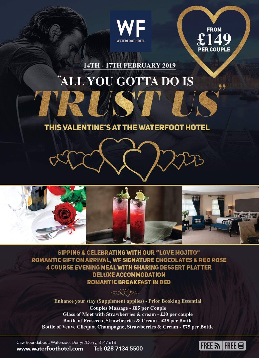 Check out Derry's No1 Romantic Experience 😍
Dinner, Chocolates, Roses, Cocktails, Overnight stay &amp; Breakfast. All from £149 PER COUPLE.