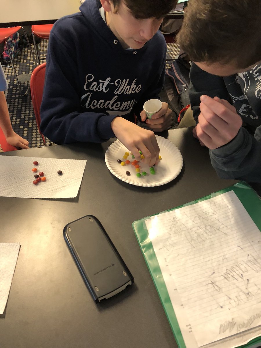 underwaspmath1's tweet photo. Math 1 completed a skittles lab Monday to gather data and model exponential decay. #ALlinEWA #mathone #8thgrade #exponentialfunctionfun https://t.co/1CAsd75pk7