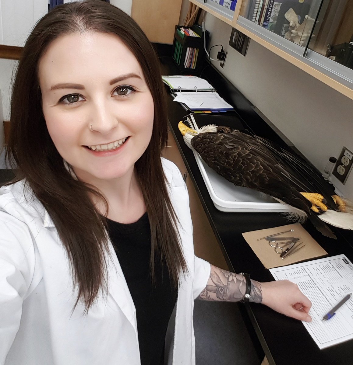 DanaeFrier's tweet photo. #museumselfieday in the prep lab at the @royalsaskmuseum! https://t.co/1TL1ZaF1Fd https://t.co/E6ixTsBKzT