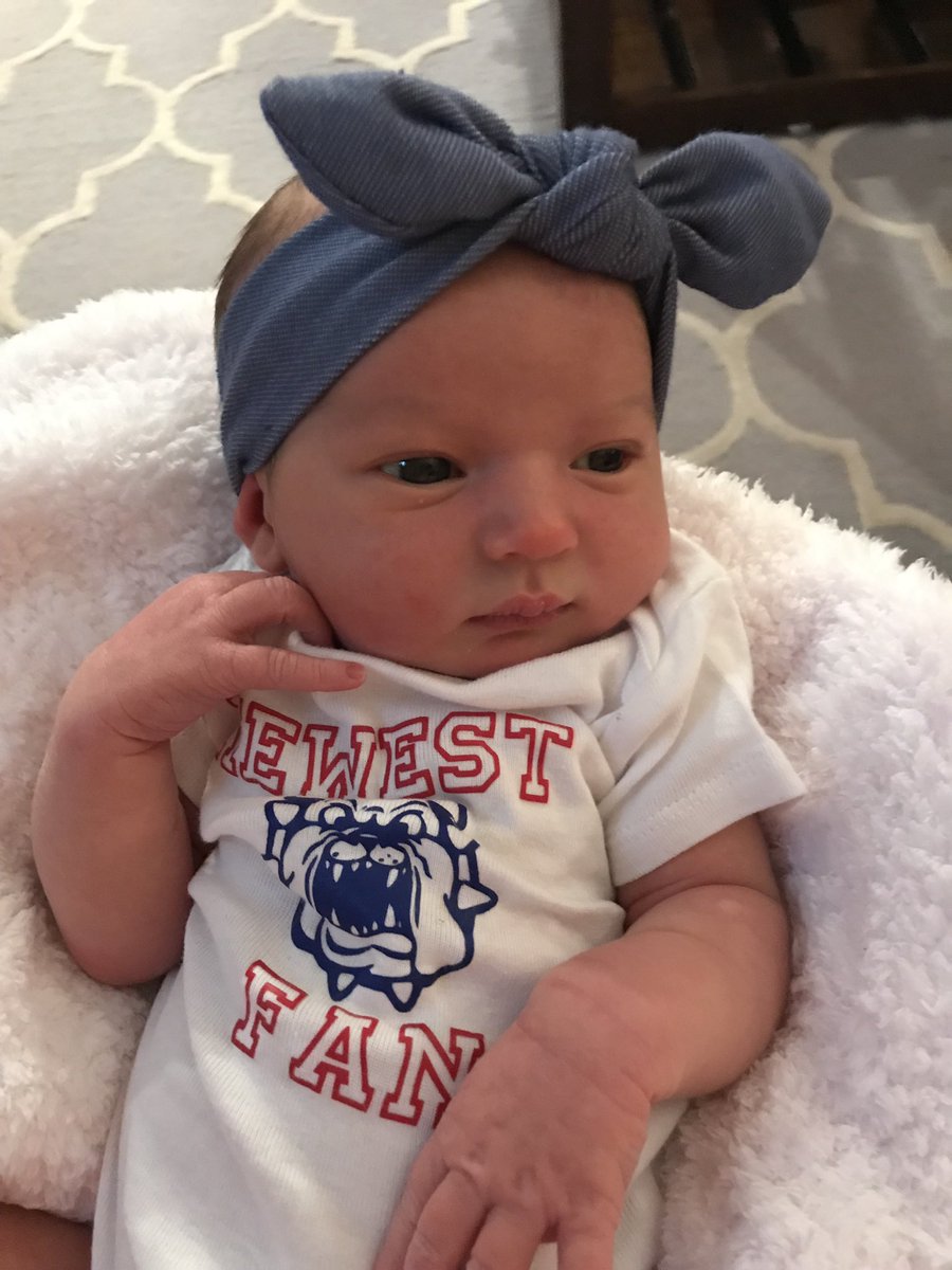 Adam_Brooks1's tweet photo. Officially @FSAthletics Newest Fan! Can’t wait to bring her to her first @FresnoStateMBB and @FresnoStateWBB games! #GoDogs #BlakeBrooks https://t.co/pSsyOH6SgM